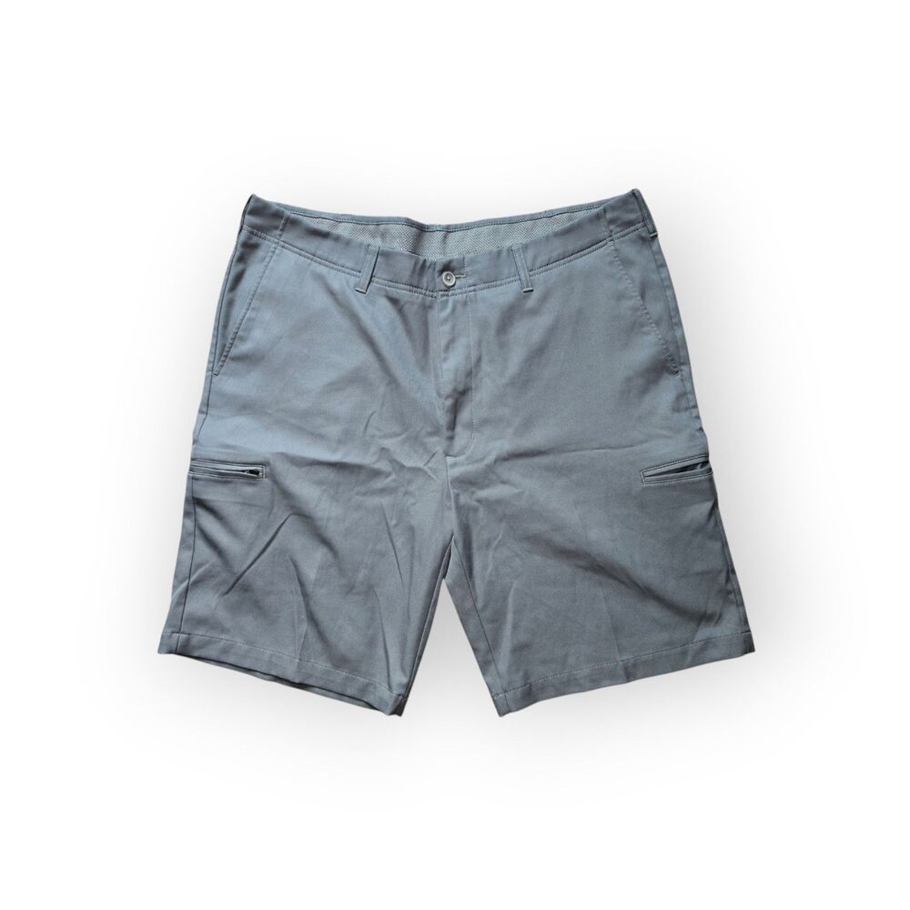 Haggar Cool 18 Pro Mens 40 Golf Shorts Grey Tech Stretch Flat Front Performance